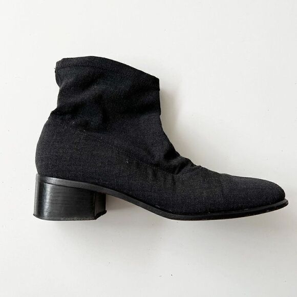 Vintage Slouchy Artsy Ankle Boots Minimalist Chic Gray Textile Booties Size 9 - Picture 6 of 10